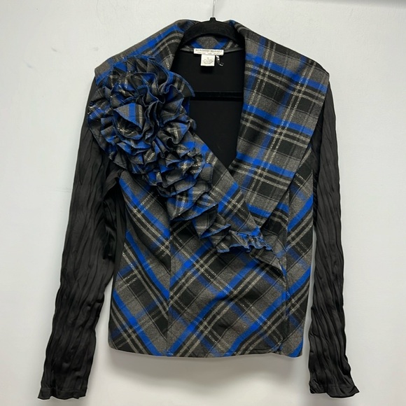 Alberto Malaki Women’s Vintage Plaid Printed Fitted Jacket Size Medium - Picture 1 of 10
